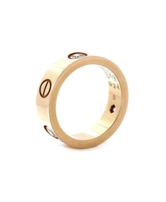 Love 3 Diamonds Band Ring 18K Gold with Diamonds