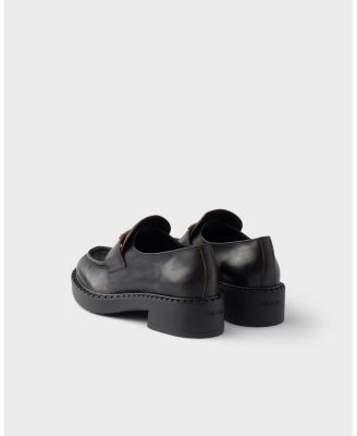  Women's Chocolate Antiqued Leather Loafers