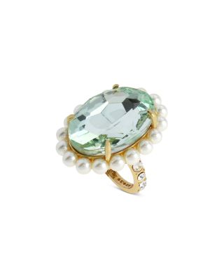 Imitation Pearl & Oval Stone Cocktail Ring