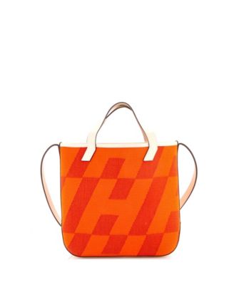 27 Cabas H en Biais Tote Canvas with Leather