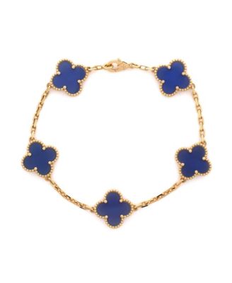 Vintage-Like Alhambra 5 Motifs Bracelet 18K Gold and Agate