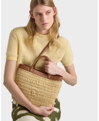 Small Crochet and Leather Tote Bag