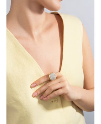 18K Yellow Gold Tigella Diamond Pav&eacute; Dome Ring
