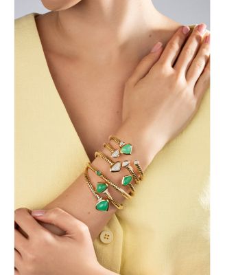 18K Yellow Gold Trisolina Emerald Pav&eacute; Coil Cuff Bracelet