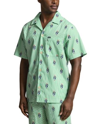 Printed Woven Bear Print Short Sleeve PJ Top