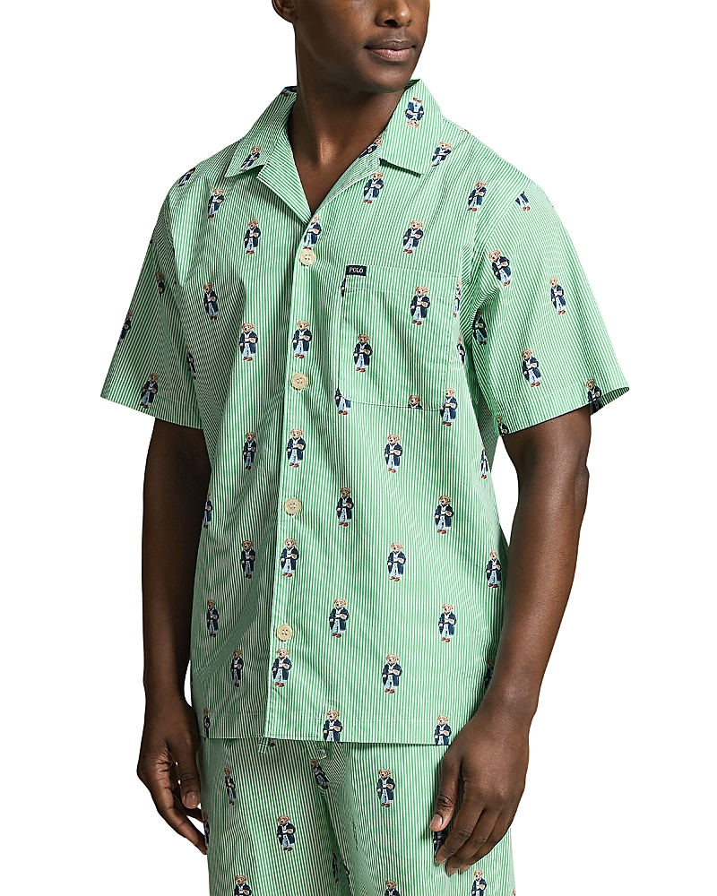 Polo Ralph Lauren Printed Woven Bear Print Short Sleeve Pj Top