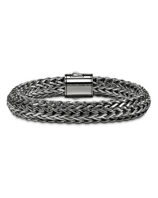 Sterling Silver Icon Dark Woven Link Bracelet, 10.5mm