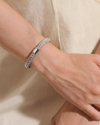 14K Bonded Gold & Sterling Silver Icon Reversible Woven Link Bracelet, 8mm