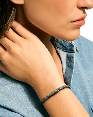 Sterling Silver Icon Dark Woven Link Bracelet, 5mm