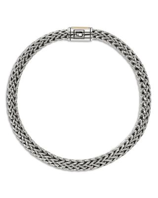 14K Yellow Gold & Sterling Silver Icon Woven Link Chain Bracelet, 7.5mm