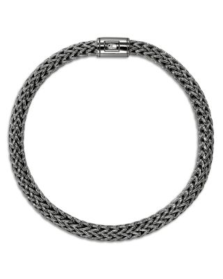 Sterling Silver Icon Dark Woven Link Bracelet, 7.5mm