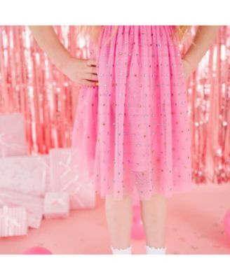 Girls' Raspberry Rhinestone Short Sleeve Tutu Dress - Baby, Little Kid, Big Kid