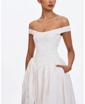  Tinsley Jacquard Bardot Wedding Gown