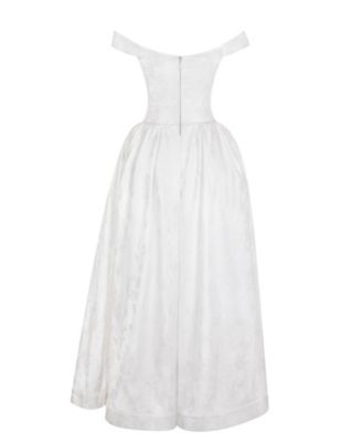  Tinsley Jacquard Bardot Wedding Gown