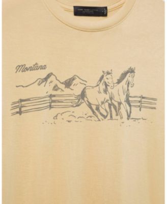  Women's Montana Horses Vintage Tissue Tee