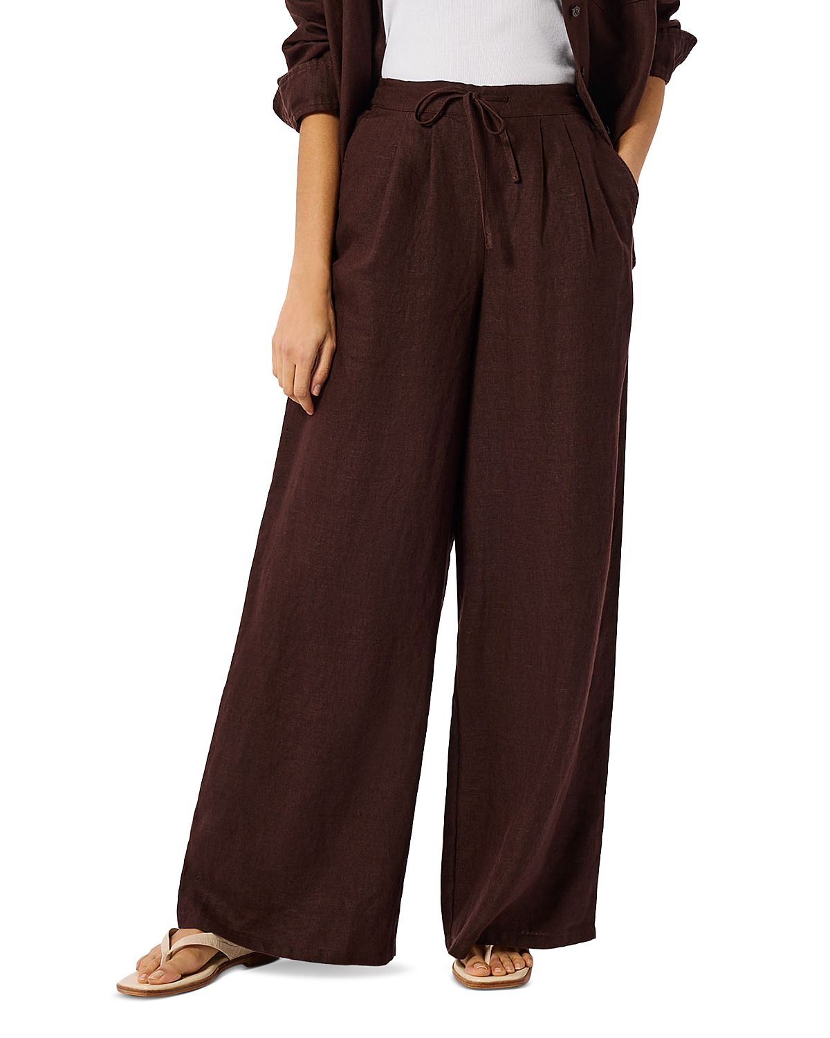 Whistles Wide Leg Linen Trousers