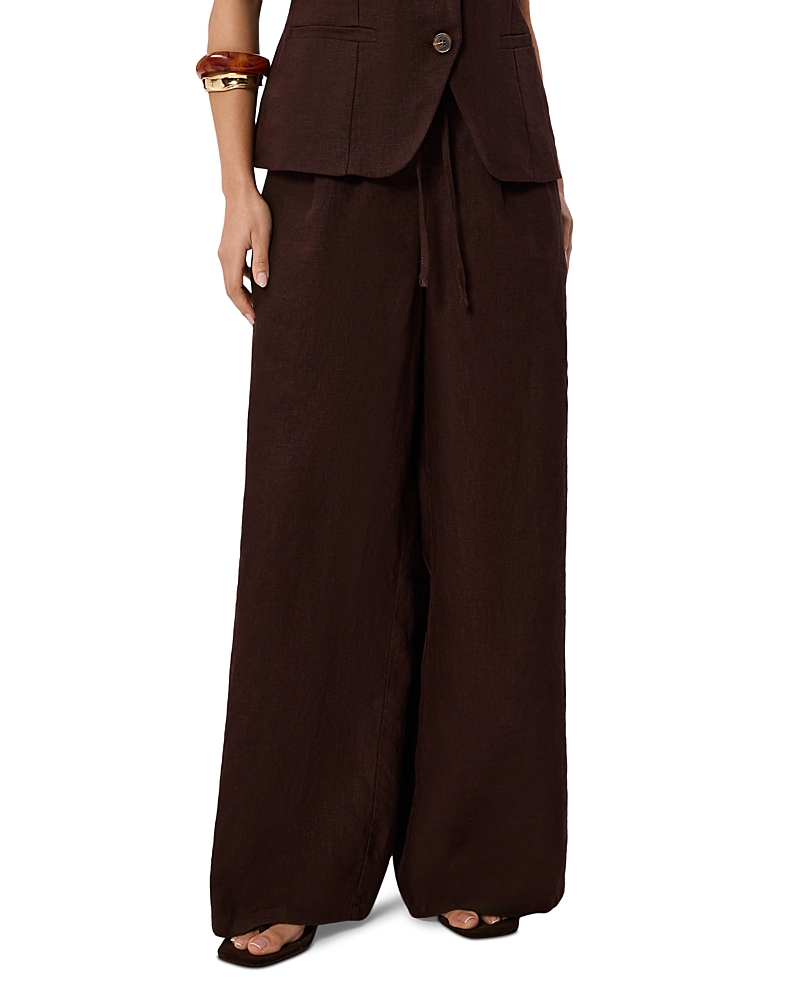 Whistles Petites Wide Leg Linen Trousers