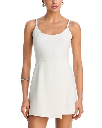 slim fit dress slacks Zapaka Women Square Neck Graduation Dress White Chiffon Spaghetti Straps A Line Short Cocktail Dress, White / US22W main image 1