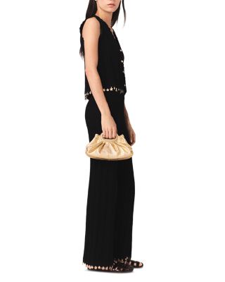 Gold Tone Embellished Knit Cardigan