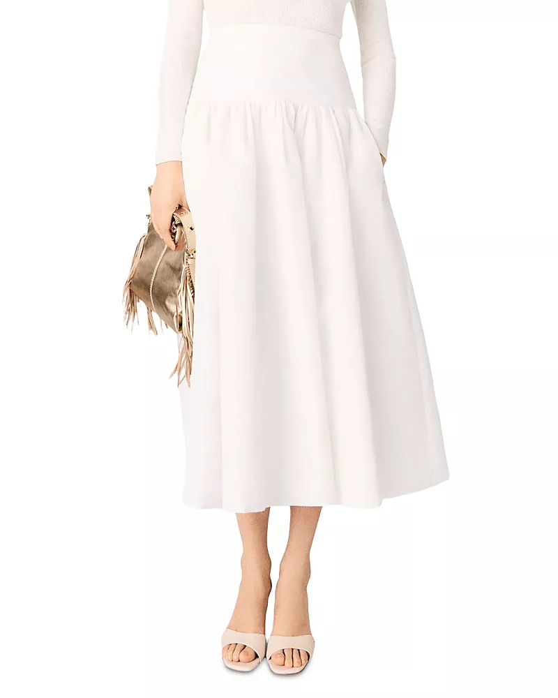 Maje Long Taffeta Skirt