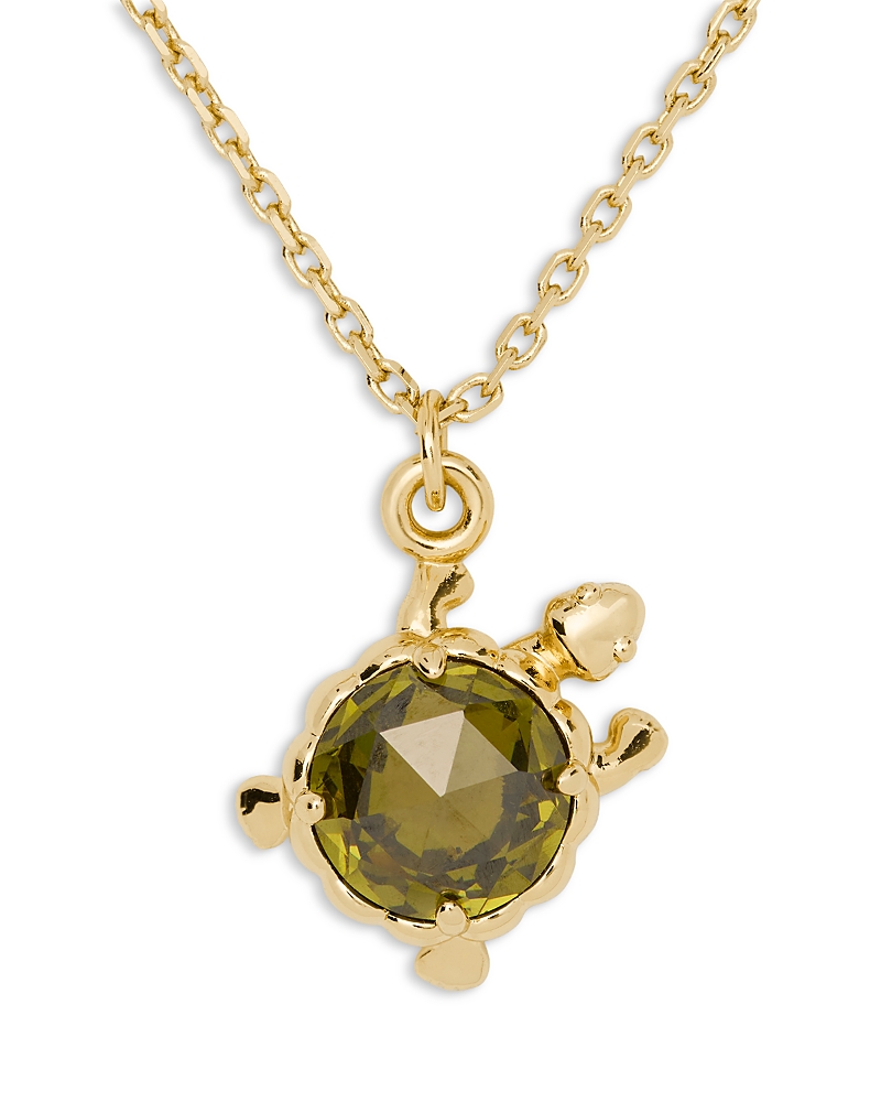 kate spade new york Secret Garden Cubic Zirconia Turtle Pendant Necklace, 16