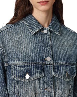 Luca Stripe Jean Jacket in Titan Blue