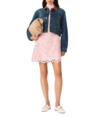 Denim Jacket with Leather Collar