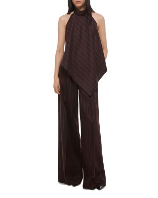 Halter Scarf Pinstripe Top