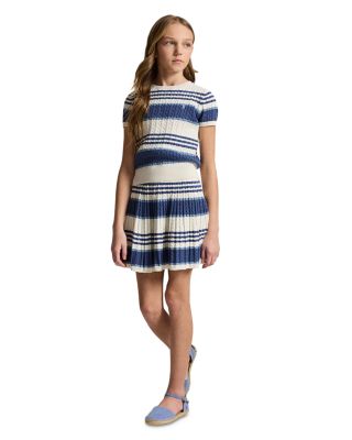Girls' Striped Cable Cotton Sweater & Skirt Set - Little Kid, Big Kid