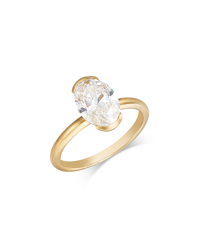 Bloomingdale's Fine Collection Luxe Collection Certified Lab Grown Diamond Oval Cut Solitaire Ring in 18K Yellow Gold, 2.0 tcw