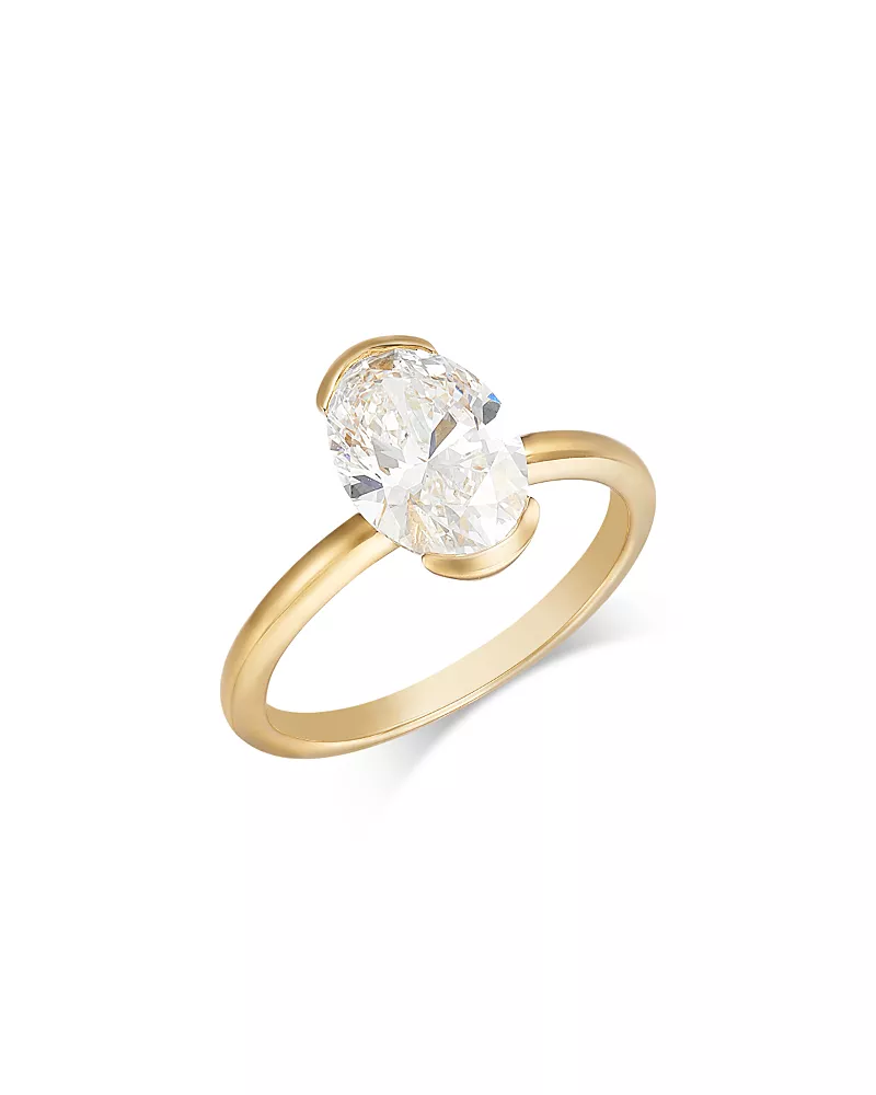 Bloomingdale's Fine Collection Luxe Collection Certified Lab Grown Diamond Oval Cut Solitaire Ring in 18K Yellow Gold, 2.0 tcw