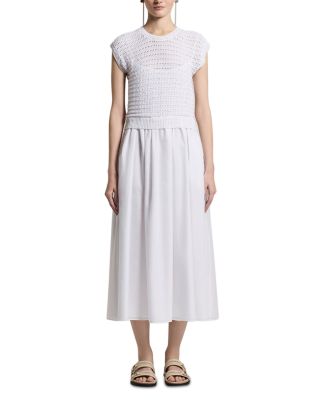 Bi Material Cotton Blend Dress