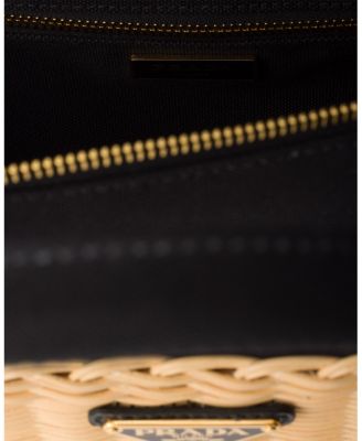 Medium Wicker and Canvas Tote Bag