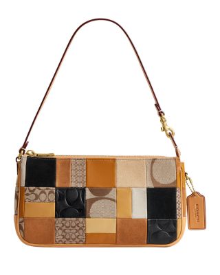 Small Brown Logo Patchwork Shoulder Bag