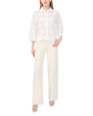 Collared Eyelet Shirt