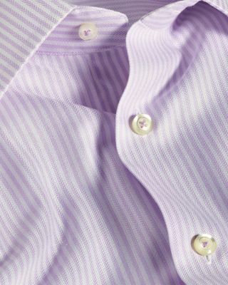 Trim Fit Silk Blend Herringbone Stripe Dress Shirt