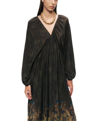  Printed Long Sleeve Maxi Dress