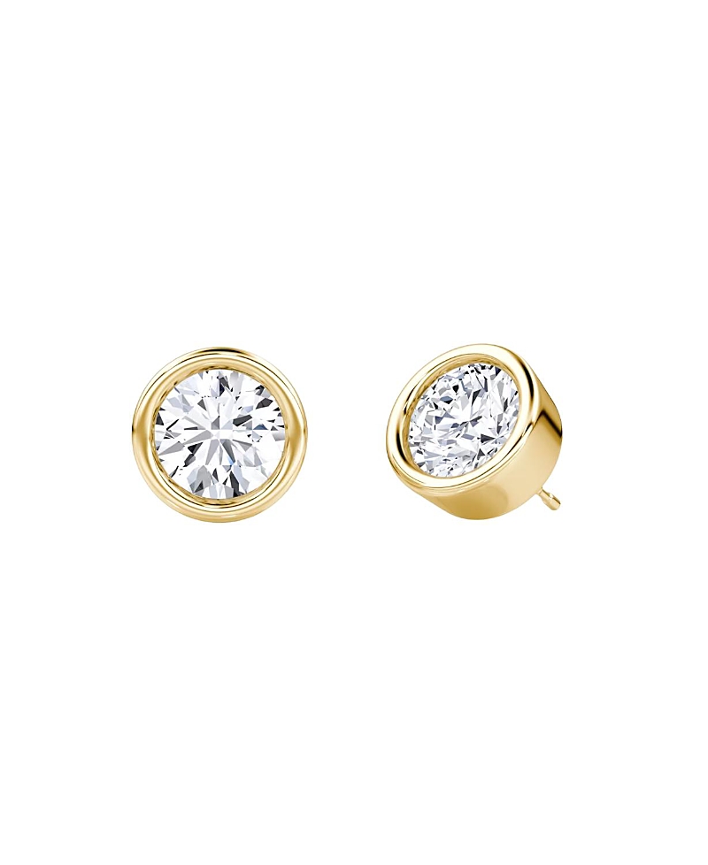 Vrai Bezel Solitaire Stud in 14K Yellow Gold, 2.0ctw Round Brilliant Lab Grown Diamond