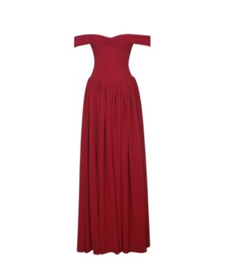  Tereza Georgette Bardot High-Slit Maxi Dress