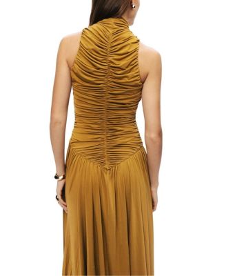  Ruched High-Neck Maxi Dress