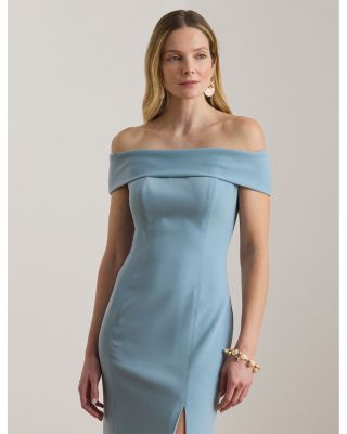 Crepe Off The Shoulder Cocktail Dress