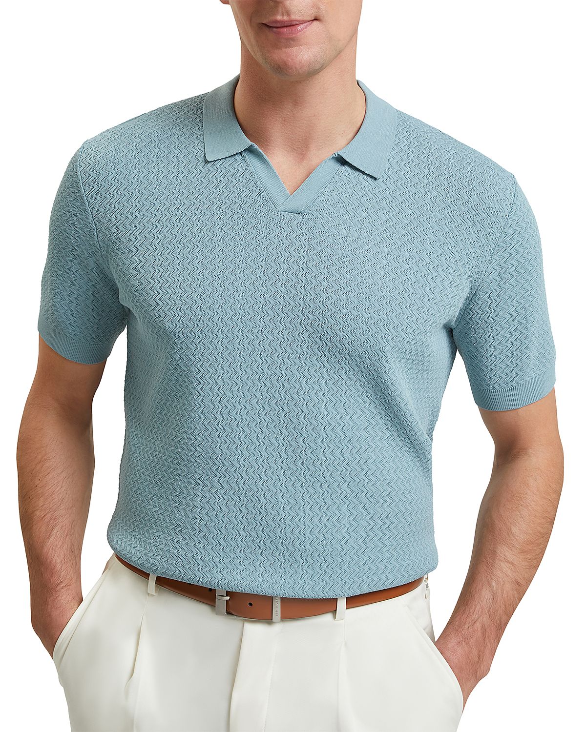 Ted Baker Luthen Short Sleeve Zig Zag Stitch Polo