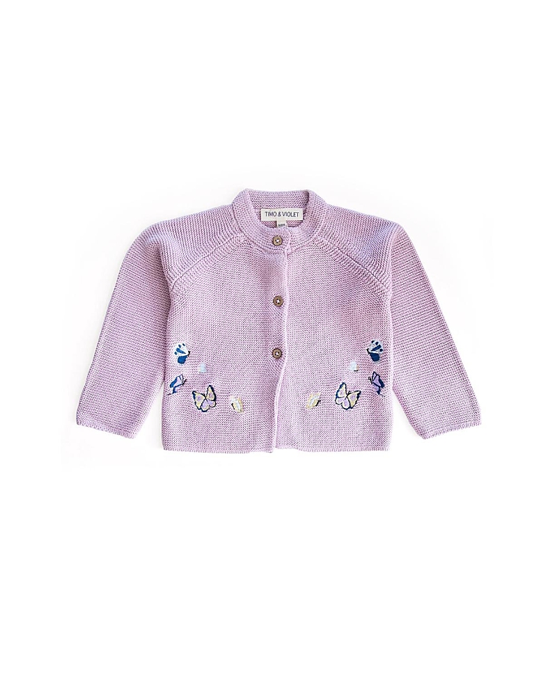 Timo & Violet Girls' Embroidered Butterfly Knit Cardigan - Baby, Little Kid