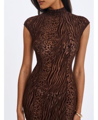  Tyanna Burnout Velvet Mesh Backless Mermaid Maxi Dress