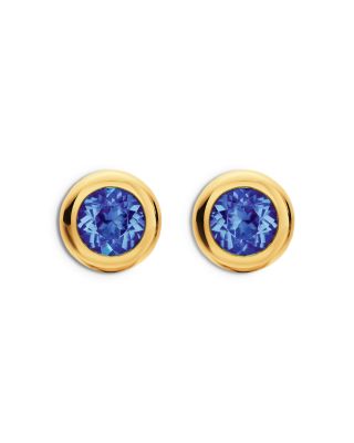 Bezel Set Stud Earrings in 18K Yellow Gold, 6.6mm