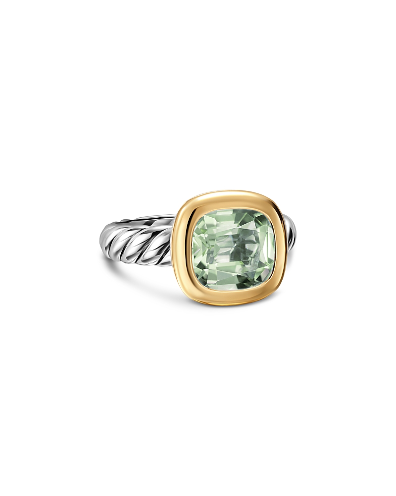 Dy Mercer Color Stone Ring in Sterling Silver with 18K Yellow Gold and Prasiolite, 10mm