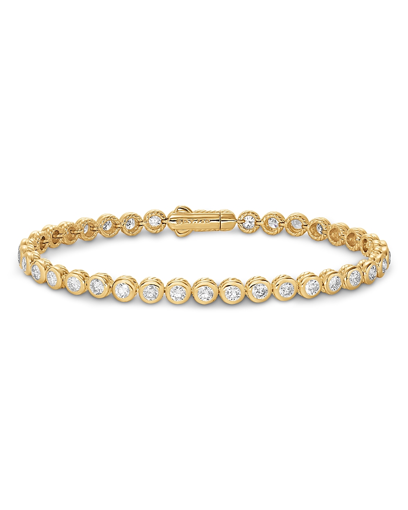Bezel Set Tennis Bracelet in 18K Yellow Gold with Diamonds, 4.7mm