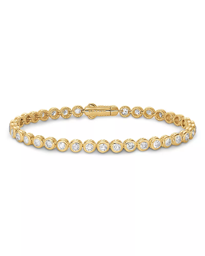 Bezel Set Tennis Bracelet in 18K Yellow Gold with Diamonds, 4.7mm