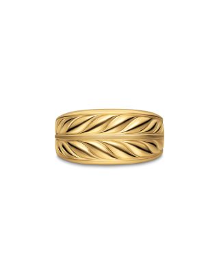 Men's Chevron Three Sided Signet Ring in 18K Yellow Gold, 12.5mm