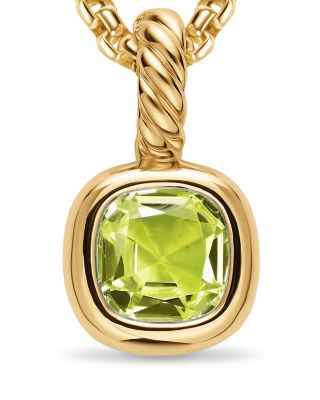 Mini Cushion Cut Amulet in 18K Yellow Gold with Peridot, 7.6mm